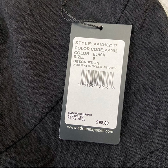 Adrianna Papell black sheath dress sleeveless flattering v-neck stretchy size 6 - Picture 8 of 16